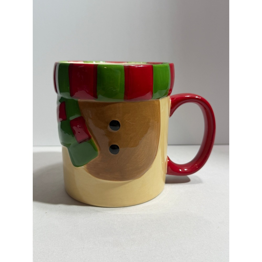 Global Design Connections Snowman Christmas Mug Red Green Scarf Ceramic 12oz